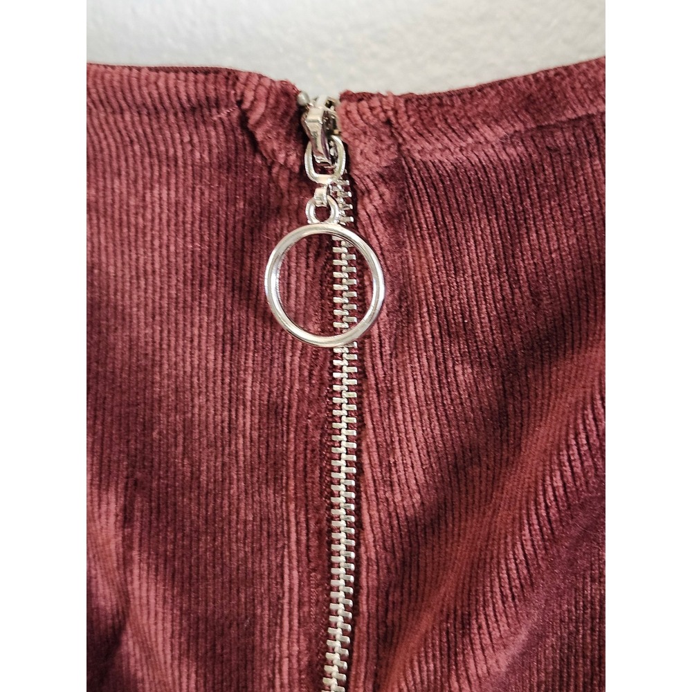 Heart Hips Burgundy Corduroy Zip Front Pinafore Dress Small Y2K Grunge Academia - Picture 3 of 11
